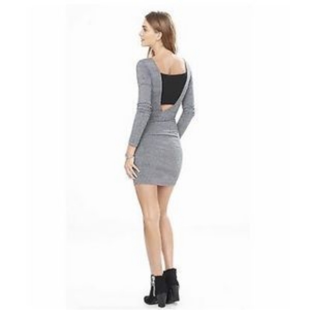 Express Solid Ruched Sweater Dress - image 1